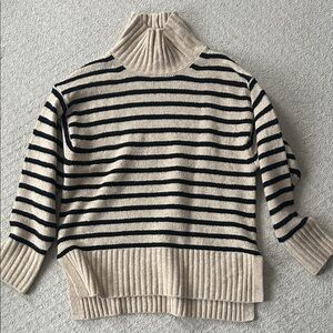 Universal Thread Beige and Black Striped Turtleneck Sweater